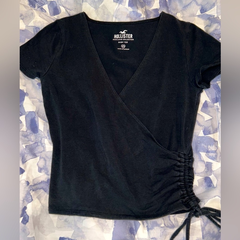 Hollister Side Tie Baby Tee Women Size XS